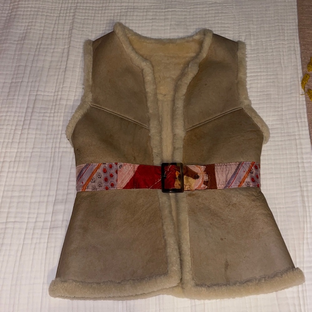Vintage Shearling belted vest